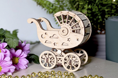 Baby stroller Miniature - laser cut file, Birthday SVG laser Product Image 6