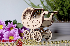 Baby stroller Miniature - laser cut file, Birthday SVG laser Product Image 3