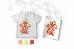 Watercolor Halloween sublimation. Pumpkin clipart-1 png file Product Image 2