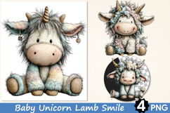 Baby Unicorn Lamb Smile Clipart Product Image 1