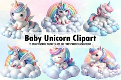 Baby Unicorn Watercolor Clipart Product Image 1