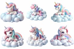 Baby Unicorn Watercolor Clipart Product Image 2