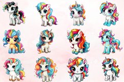 Watercolor Baby Unicorn Clipart Bundle Product Image 2