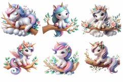 Baby Unicorn Watercolor Clipart, Unicorn PNG File Product Image 2