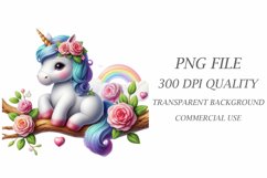 Baby Unicorn Watercolor Clipart, Unicorn PNG File Product Image 3