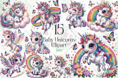 Baby Unicorns Sublimation Clipart Product Image 1
