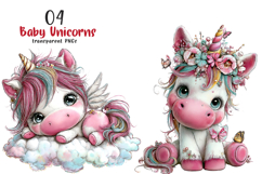 Watercolor Birthday Unicorn Clipart Product Image 1