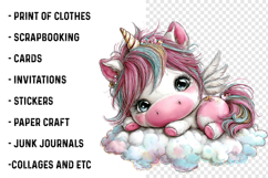 Watercolor Birthday Unicorn Clipart Product Image 2