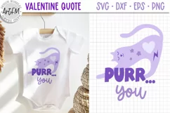 Cute purple valentine cat design on a white baby suit mockup
