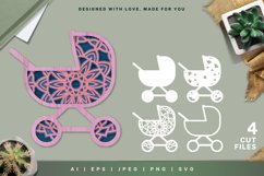 Baby Stroller with Mandala Pattern 3D Layered Lasercut Product Image 1