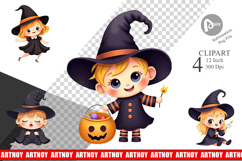 Baby Witch Halloween Clipart Product Image 1