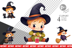 Baby Witch Halloween Clipart Product Image 1
