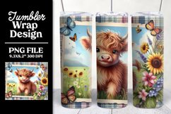 Baby Highland Cow Tumbler Wrap Sublimation Design Product Image 1