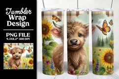 Highland Cow Tumbler Wrap Sublimation PNG Product Image 1
