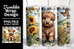 Adorable Highland Cow Tumbler Wrap Sublimation Design Product Image 1