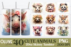 Cute Animals Sublimation 20oz Tumbler Mega Bundle PNG Product Image 6