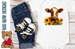 Baby Cows with Sunflowers Sublimation design Product Image 2