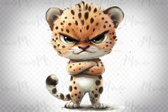Grumpy Baby Cheetah - Cute Watercolor Animal Clipart PNG Product Image 1
