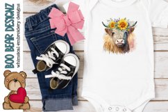 Highland flower cow sublimation design Product Image 2