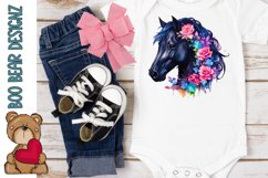 Watercolor Flower horses Sublimation design bundle Product Image 2