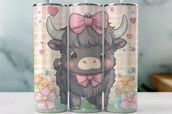Baby Highland Cow Valentine's Day Tumbler Wrap Sublimation Product Image 1