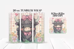 Baby Highland Cow Valentine's Day Tumbler Wrap Sublimation Product Image 2