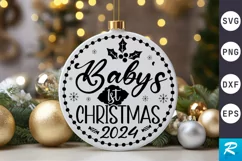 Baby's 1st Christmas 2024 SVG ,Christmas Round SVG Design Product Image 1