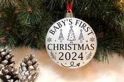 Baby's First Christmas SVG ,Christmas Round SVG Design Product Image 2