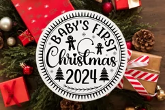 Baby's 1st Christmas 2024 SVG ,Christmas Round SVG Design Product Image 2
