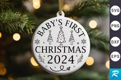Baby's First Christmas SVG ,Christmas Round SVG Design Product Image 1