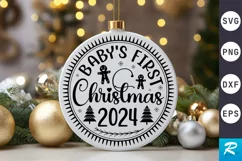 Baby's 1st Christmas 2024 SVG ,Christmas Round SVG Design Product Image 1
