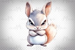 Grumpy Baby Squirrel - Cute Watercolor Animal Clipart PNG Product Image 1