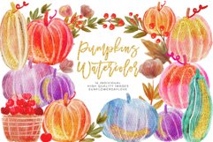 Watercolour Pumpkin Clipart, Watercolour Autumn clipart Product Image 1