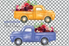 Floral watercolor pickup truck clip art, bridal decoration. Product Image 2