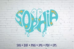 Sophia Word Art in butterfly shape SVG Product Image 1