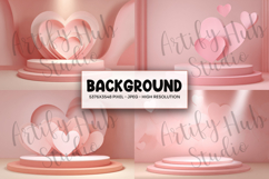 Soft Blush Heart Podium Background for Valentine Product Image 1