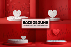 Red Valentine Heart Podium Background for Romantic Product Image 1