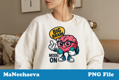 Funny Big Brain Mode Sublimation PNG | Back to School Design Product Image 1