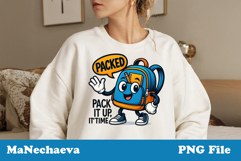 Back to School Sublimation PNG | Funny Packed Backpack Product Image 1