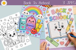 Rainbow School Coloring | Printable Kids Pages Product Image 1
