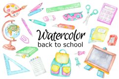 WATERCOLOR CLIPART back to school teacher supply children Product Image 1