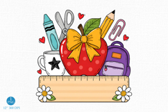 Back To School Apple PNG, School Supplies Design Product Image 1