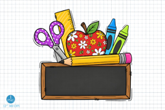 Back To School Apple Chalkboard PNG, Supplies Design Product Image 1