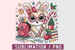 Back to School Bunny Sublimation Png Product Image 1