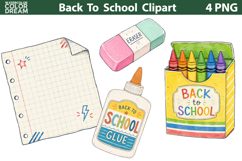 Back To School Clipart | Classroom Supplies PNG Product Image 1