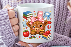 Back to School Highland Cow PNG Product Image 3