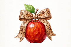 Back to School Leopard Apple Bow PNG Product Image 1
