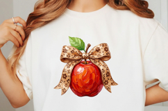Back to School Leopard Apple Bow PNG Product Image 3