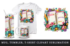 Back to school tumbler, mug wrap, clipart sublimation design Product Image 1