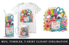 Back to school tumbler, mug wrap, clipart sublimation design Product Image 1